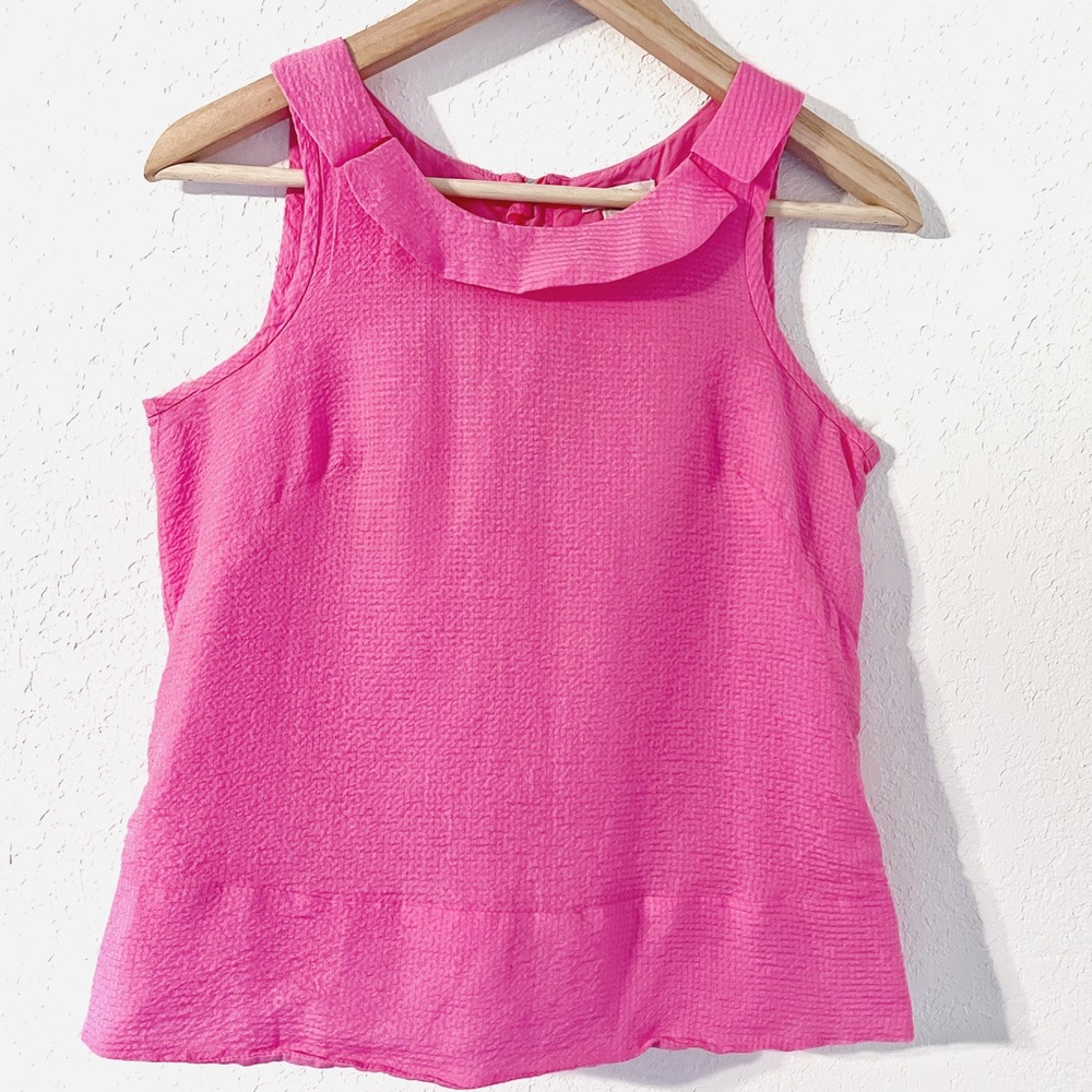 J Crew Women’s Sleeveless Hot Pink Silk Blend Blouse Size 2